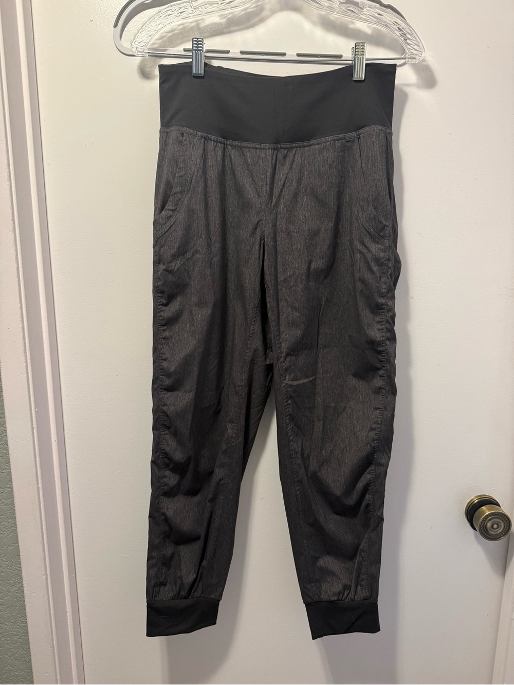 Prana Black and Heather Gray stretch trail pants